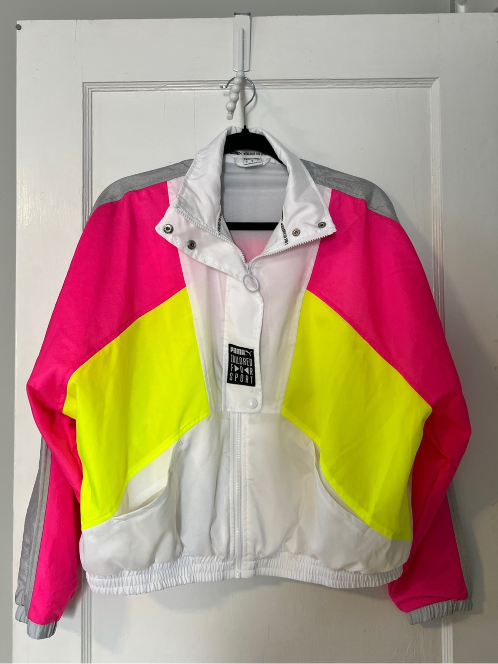 PUMA TFS OG Retro 90’s Track Jacket Windbreaker Neon Pink Yellow size Large